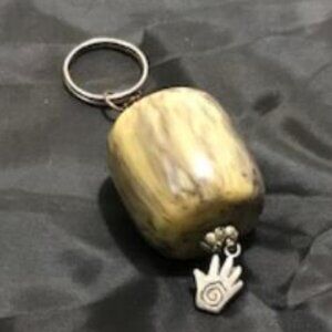 GREEN Stone Handmade Artisan Moroccan Keychain with Hand of Hamsa